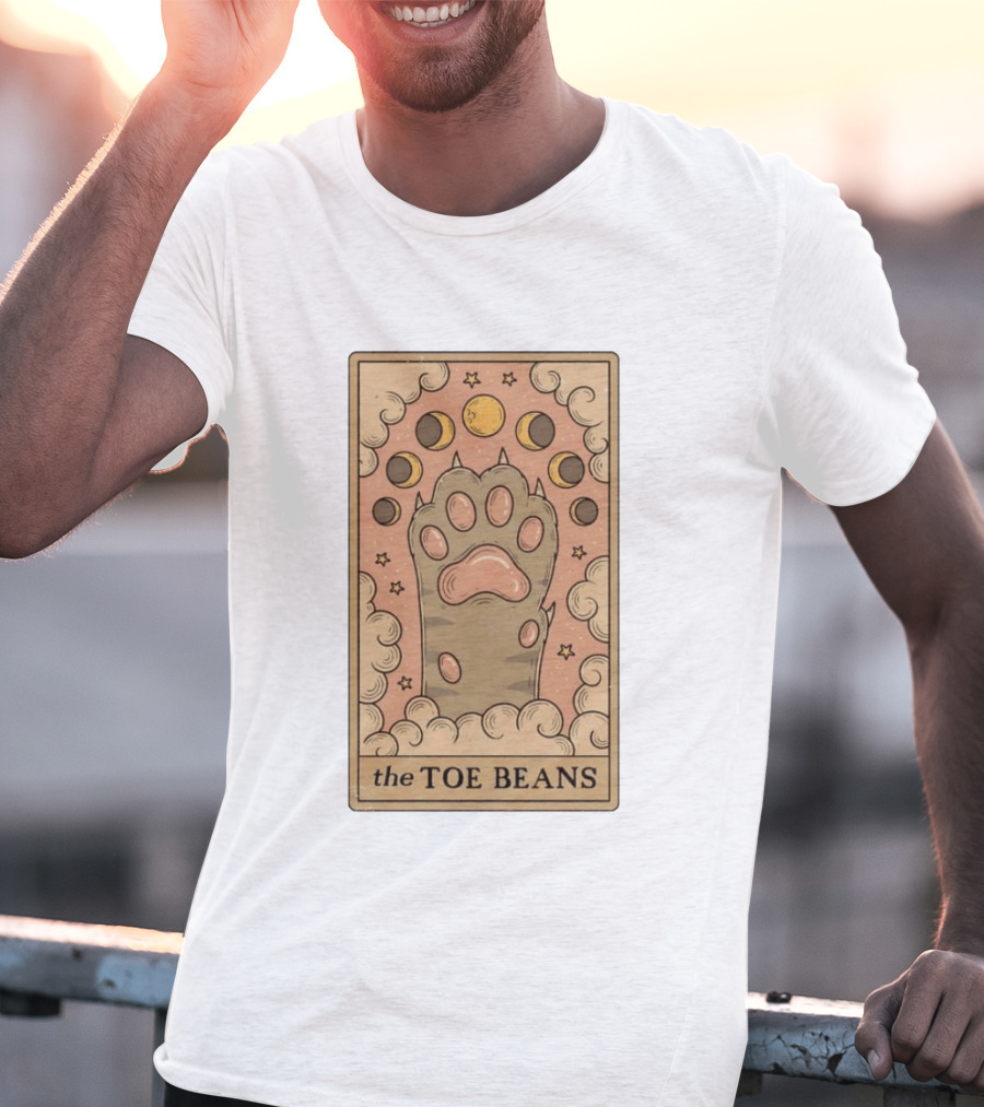 Cat Paw Toe Beans Tarot Moon Phases Card T-Shirt