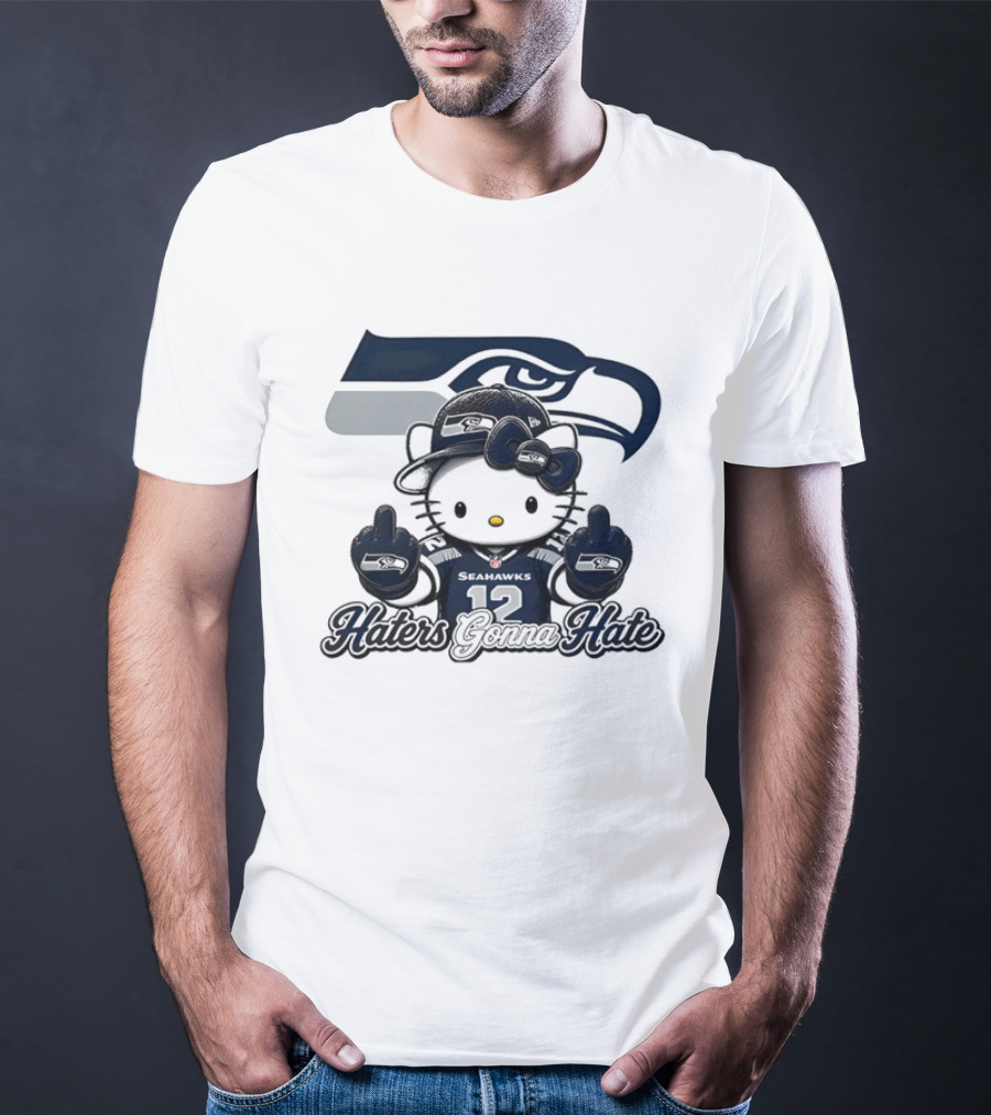 Hello Kitty Seattle Seahawks Haters Gonna Hate Middle Finger 12 T-Shirt
