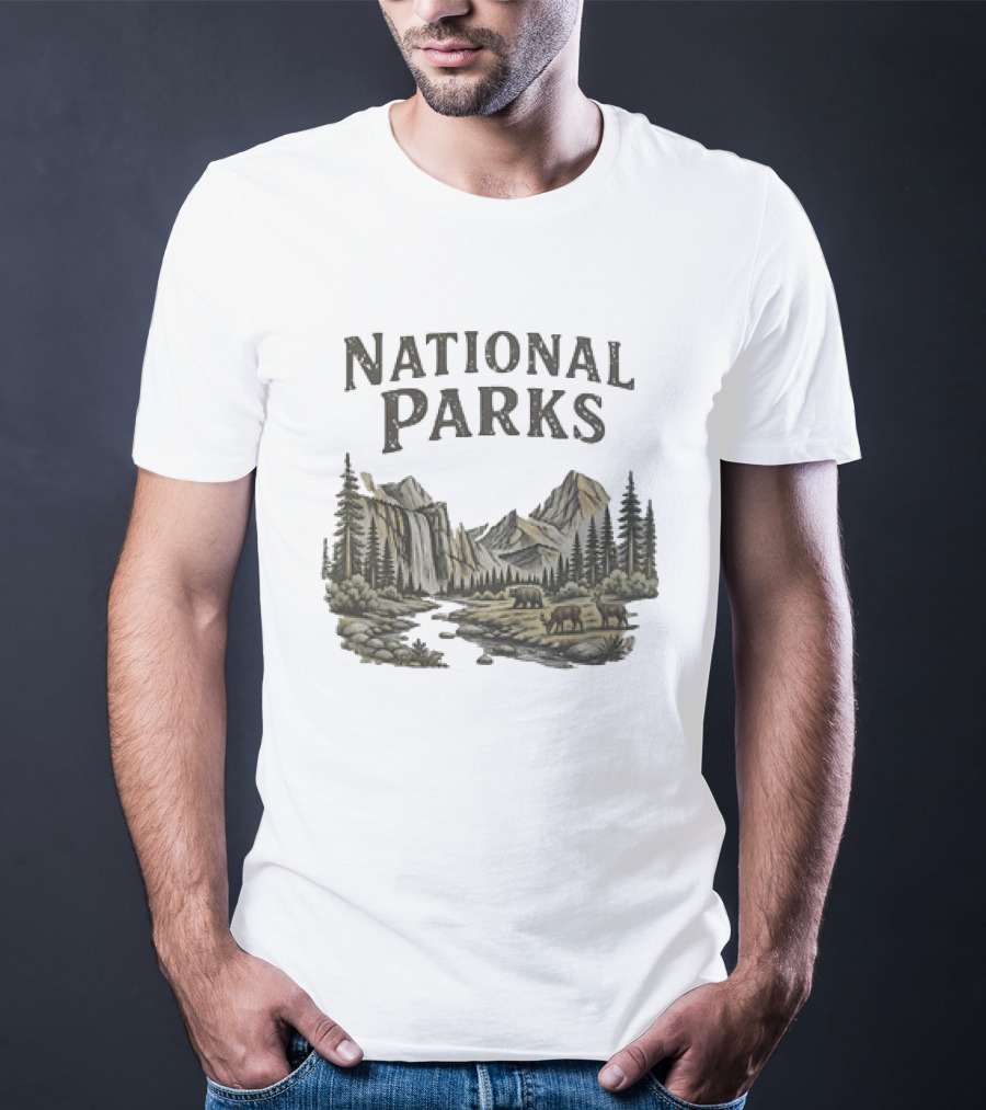 Protect Our National Parks Leave No Trace Nature Yosemite Bears Deer Mountains Forest T-Shirt