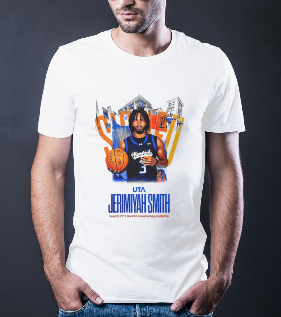 UTA Mavericks Jerimiyah Smith No 3 Basketball Player T-Shirt