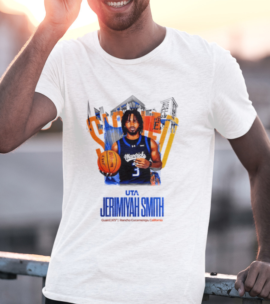 UTA Mavericks Jerimiyah Smith No 3 Basketball Player T-Shirt