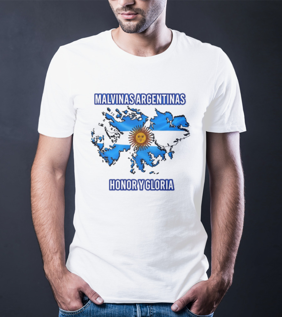 Malvinas Argentinas Honor Y Gloria Sun Symbol Map T-Shirt