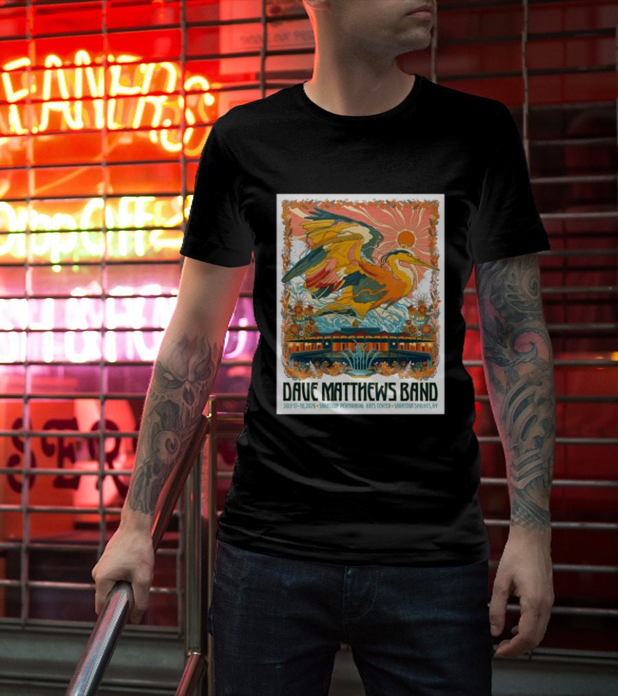 Dave Matthews Band July 17 18 2026 Saratoga Performing Arts Center Heron Art Saratoga Springs NY T-Shirt