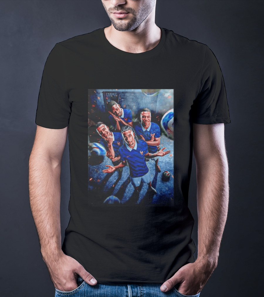 France National Team Players Collage Blue Jerseys Football Stars T-Shirt