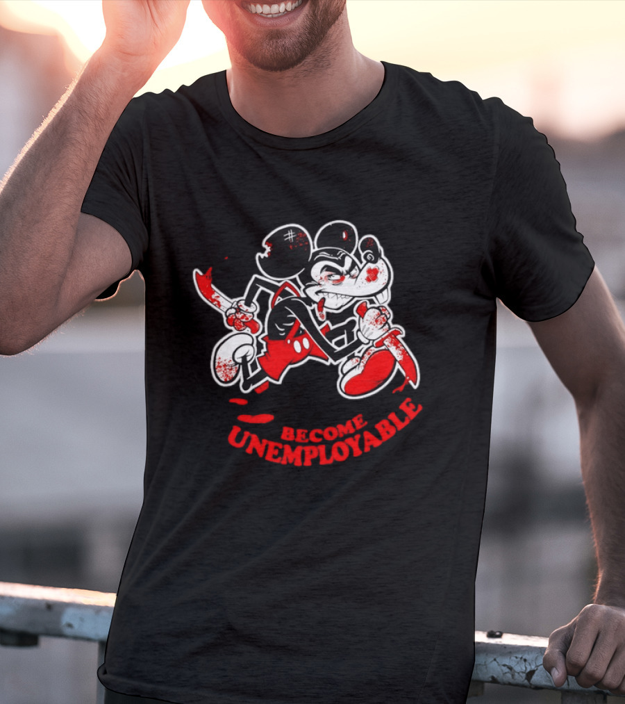 Horror Micket Become Unemployable Vintage Cartoon T-Shirt