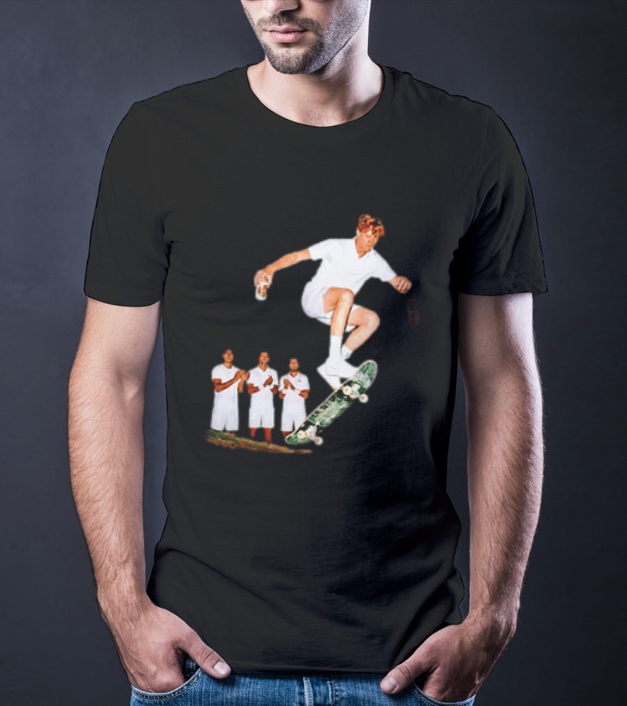 Jannik Sinner Skateboarding Wimbledon Men's Singles Italy 2026 Tennis Champion Jump T-Shirt