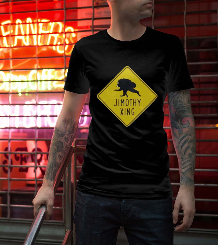 Jimothy Xing Raccoon Sign Crossing T-Shirt