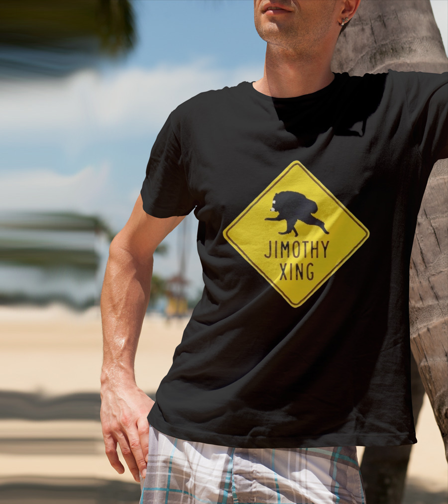 Jimothy Xing Raccoon Sign Crossing T-Shirt