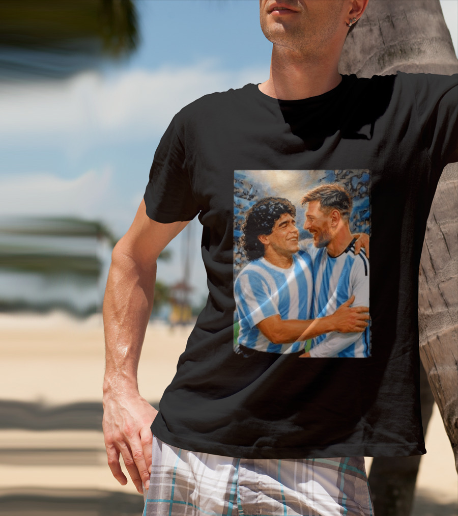 Lionel Messi Maradona Argentina Football Legends Digital T-Shirt