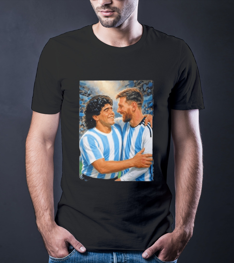 Lionel Messi Maradona Argentina Football Legends Digital T-Shirt