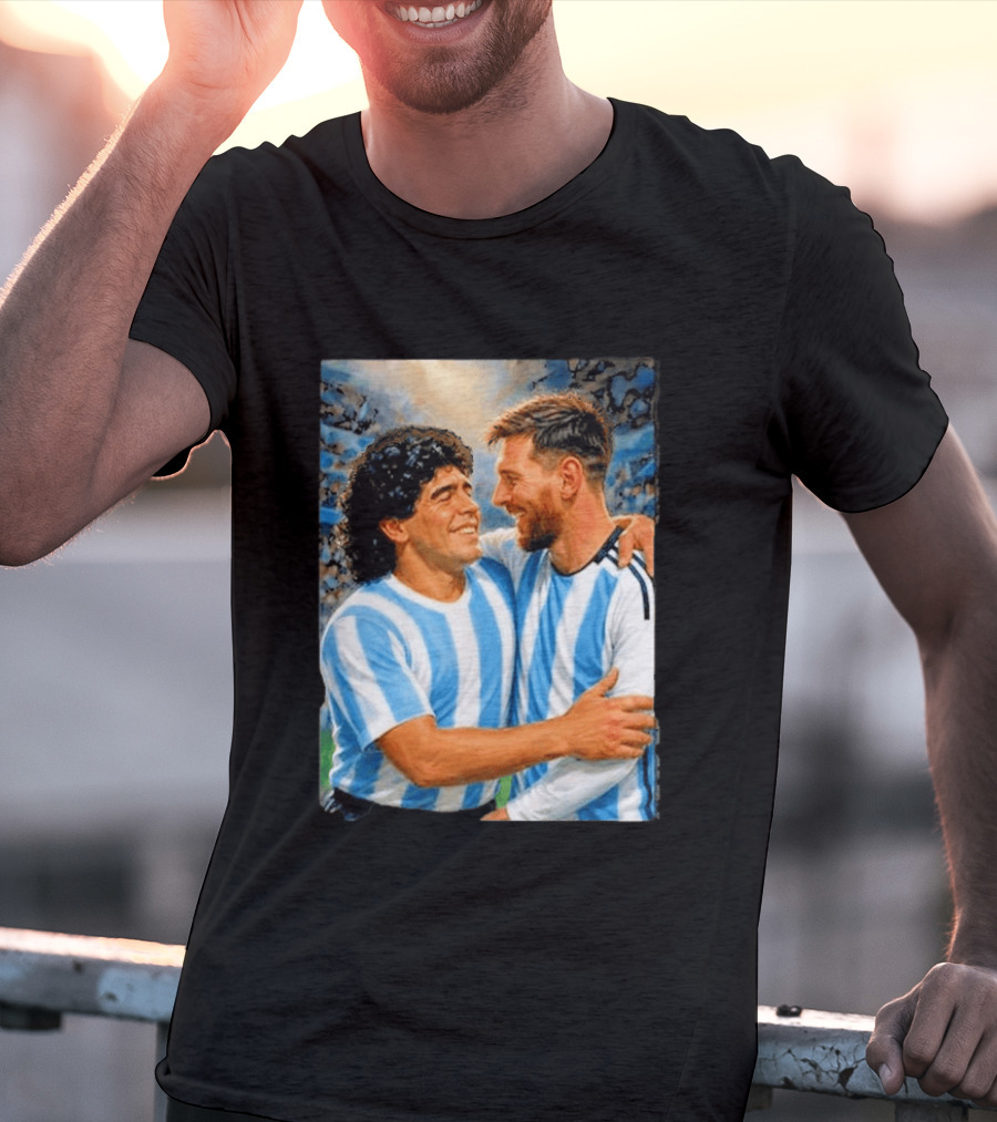 Lionel Messi Maradona Argentina Football Legends Digital T-Shirt