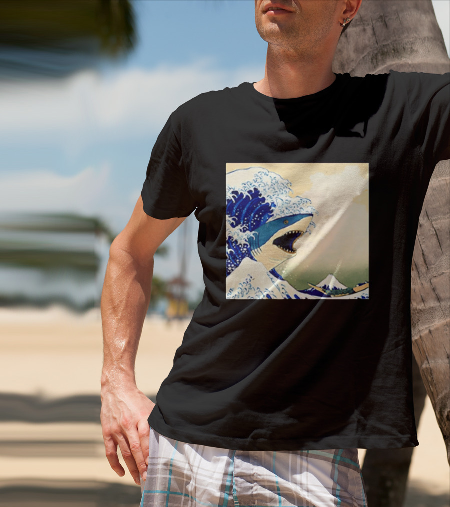 The Great Wave Off Kanagawa Sharks Fusion Art Japan Ukiyo E T-Shirt
