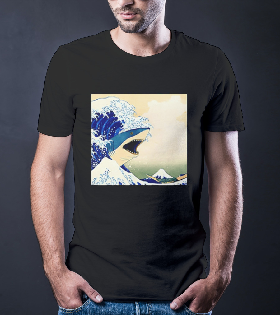 The Great Wave Off Kanagawa Sharks Fusion Art Japan Ukiyo E T-Shirt