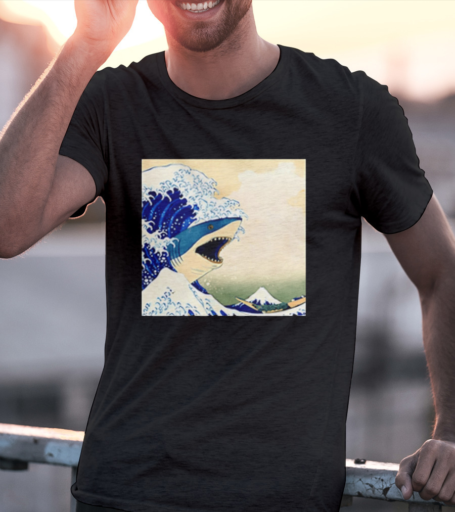 The Great Wave Off Kanagawa Sharks Fusion Art Japan Ukiyo E T-Shirt