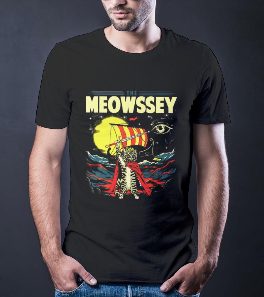 The Meowssey Vintage Odyssey Cat With Eye And Stripes T-Shirt