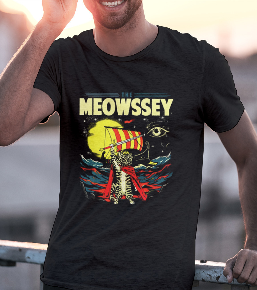 The Meowssey Vintage Odyssey Cat With Eye And Stripes T-Shirt