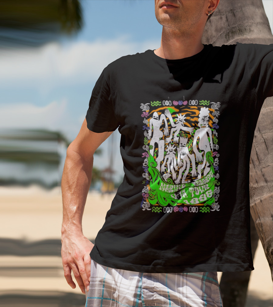 Marine Records 1996 USA Tour Alternative Rock Silhouette Art Psychedelic T-Shirt