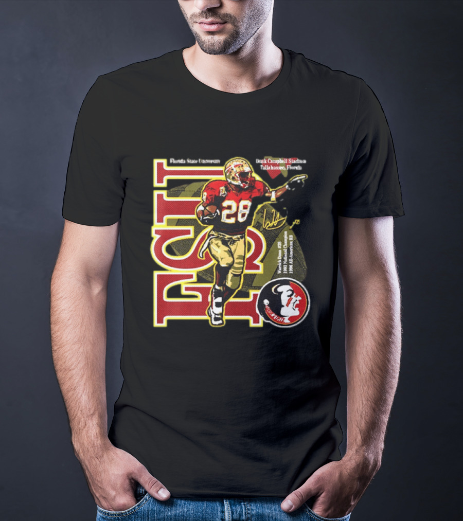 Warrick Dunn Florida State Seminoles 28 Doak Campbell Stadium Tallahassee Florida T-Shirt