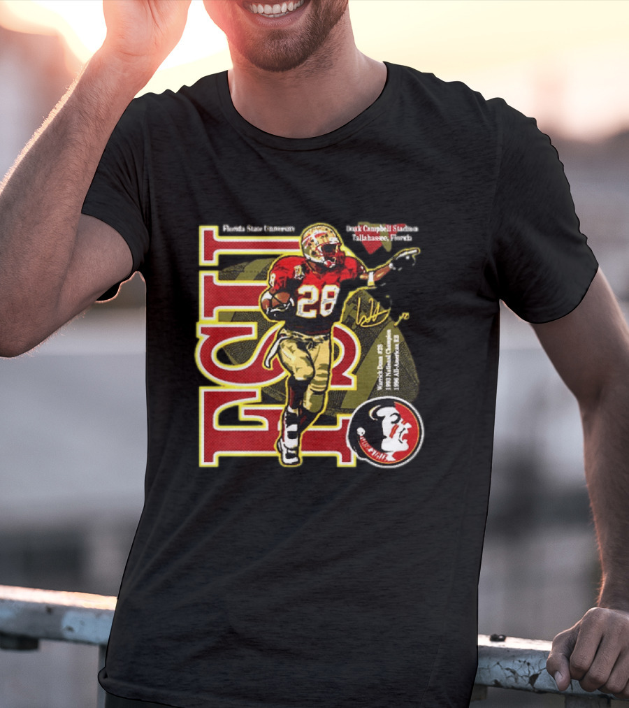 Warrick Dunn Florida State Seminoles 28 Doak Campbell Stadium Tallahassee Florida T-Shirt