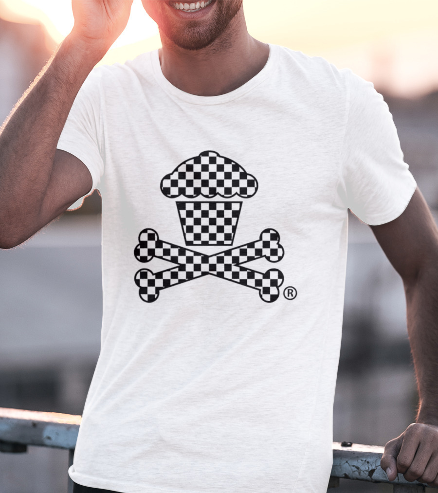 Checkered Cupcake Skull And Crossbones T-Shirt