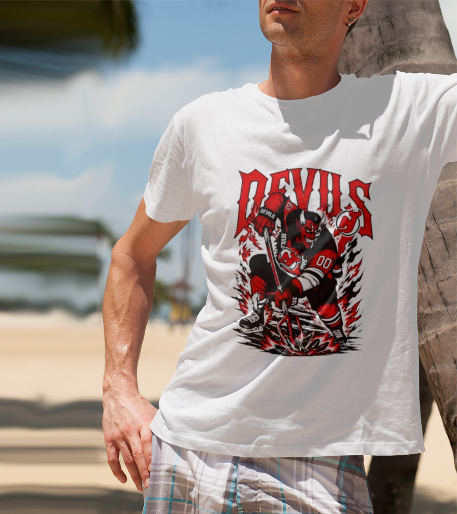 New Jersey Devils NHL Hockey Number 00 Devil Player T-Shirt