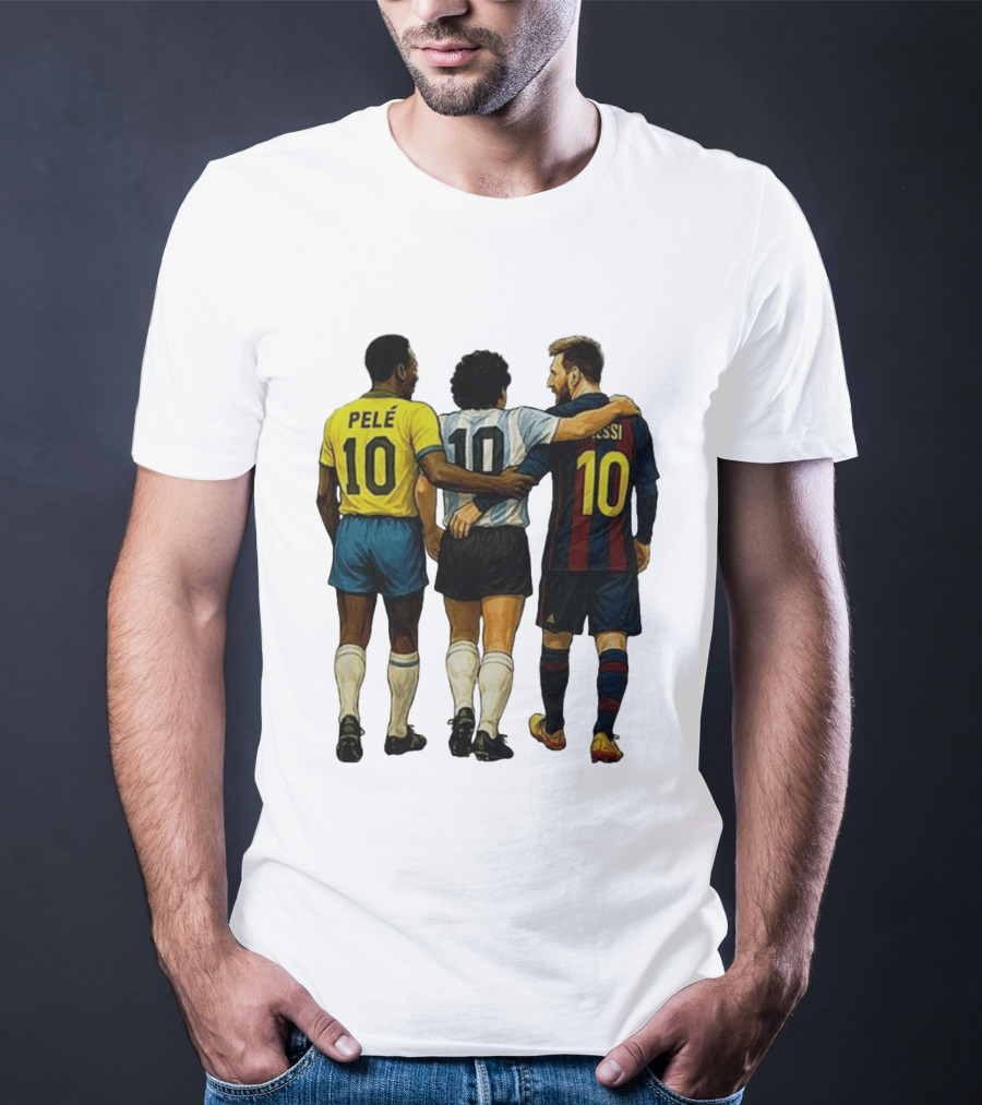 Pele Maradona Messi Football Legends Iconic Trio 10 T-Shirt