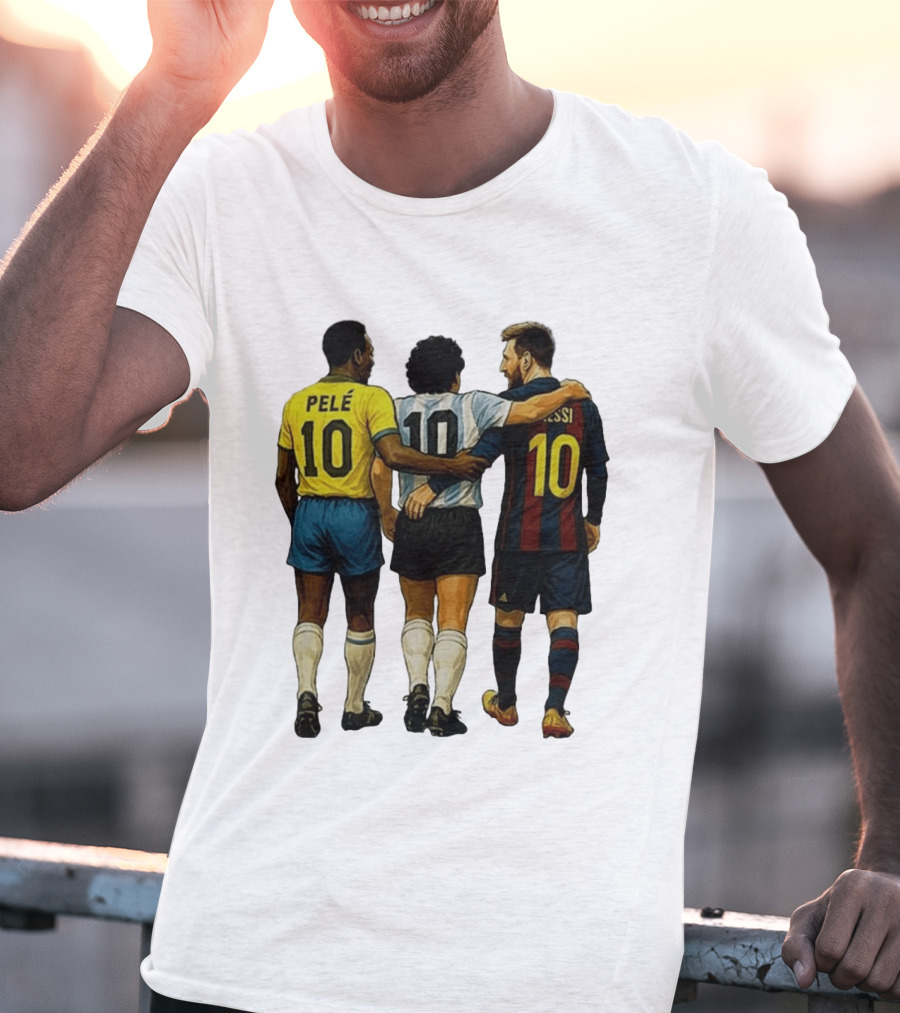 Pele Maradona Messi Football Legends Iconic Trio 10 T-Shirt