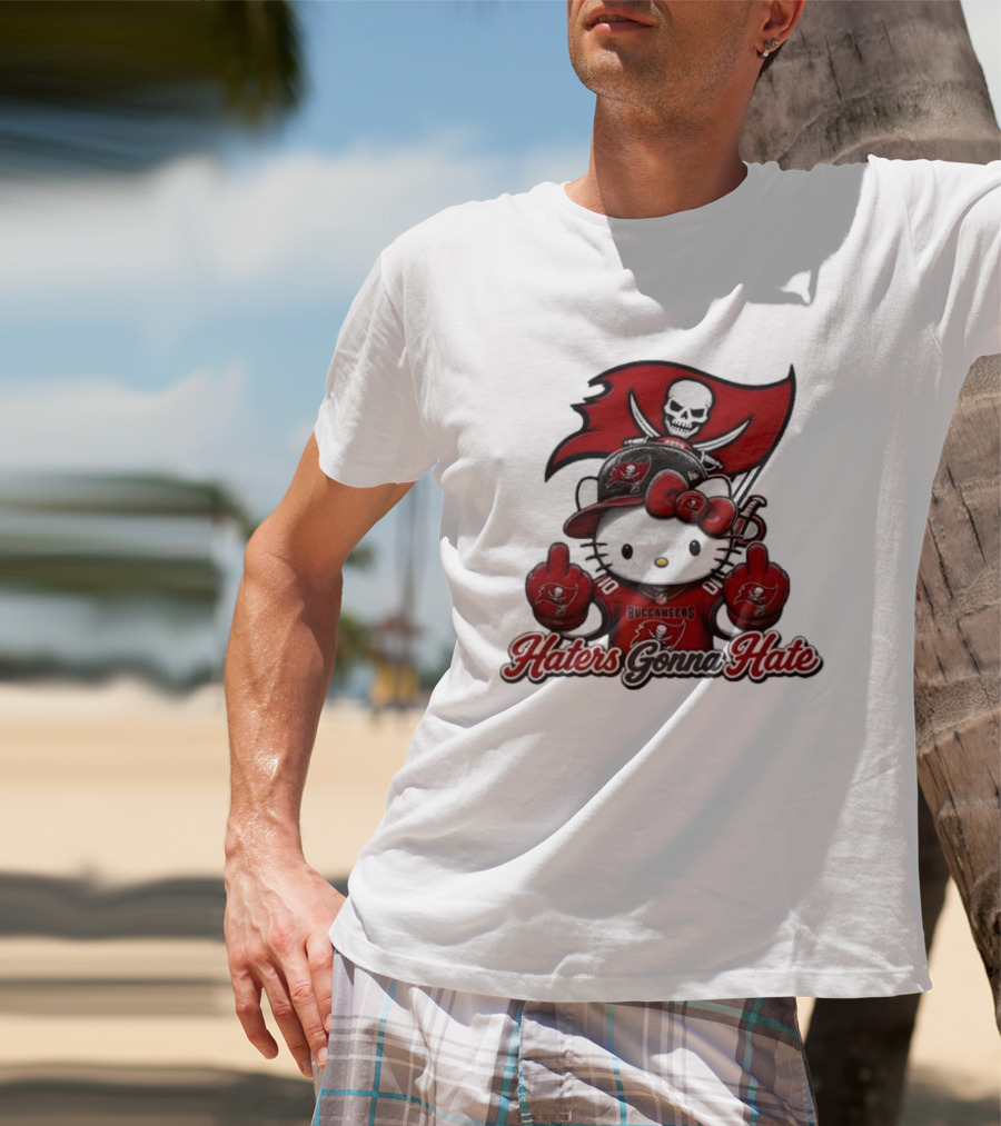 Hello Kitty Buccaneers Football Haters Gonna Hate Middle Finger T-Shirt