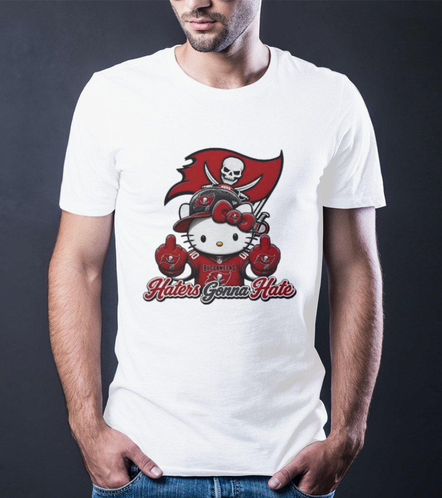 Hello Kitty Buccaneers Football Haters Gonna Hate Middle Finger T-Shirt