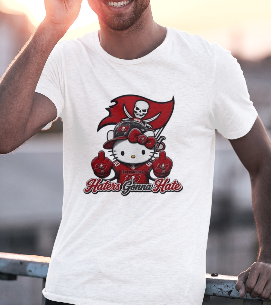 Hello Kitty Buccaneers Football Haters Gonna Hate Middle Finger T-Shirt