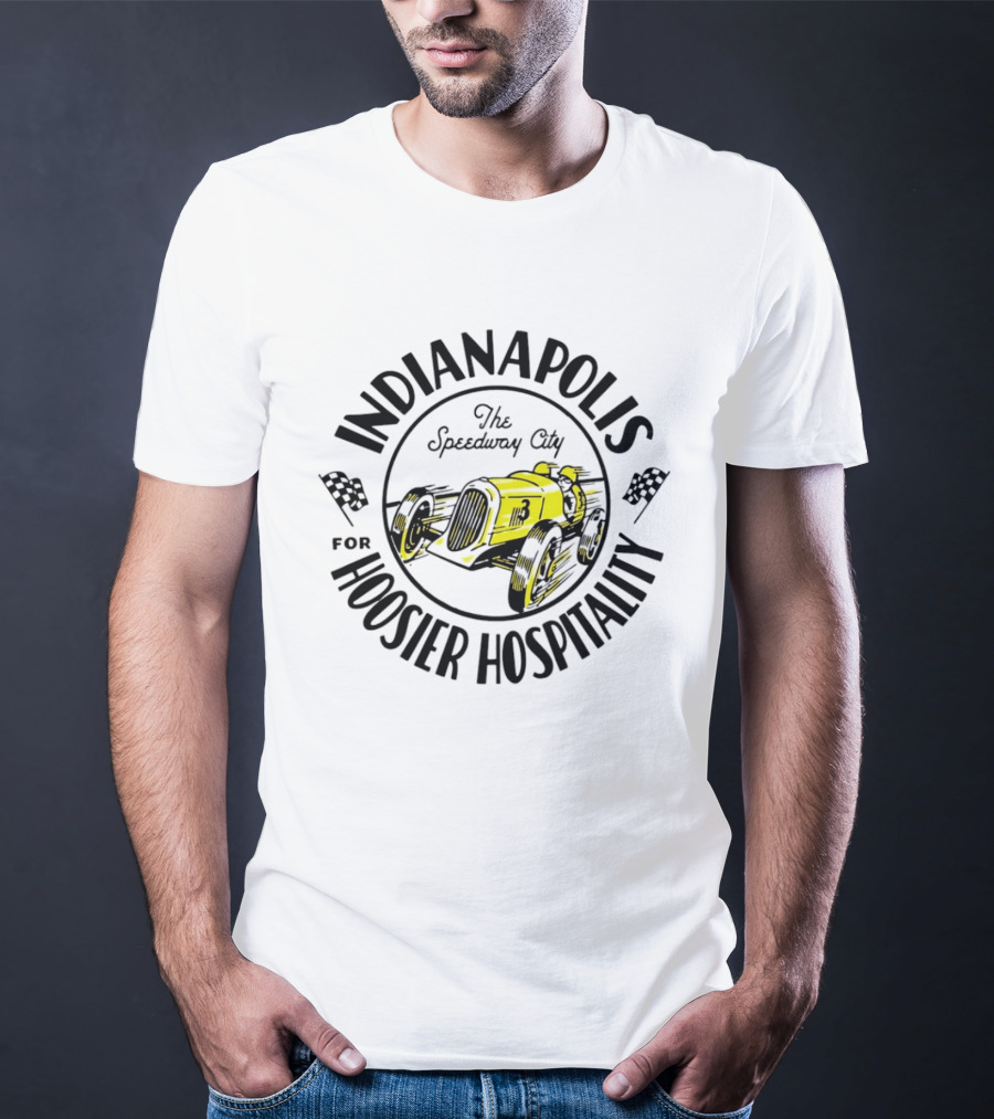 Indianapolis The Speedway City For Hoosier Hospitality Vintage Race Car T-Shirt