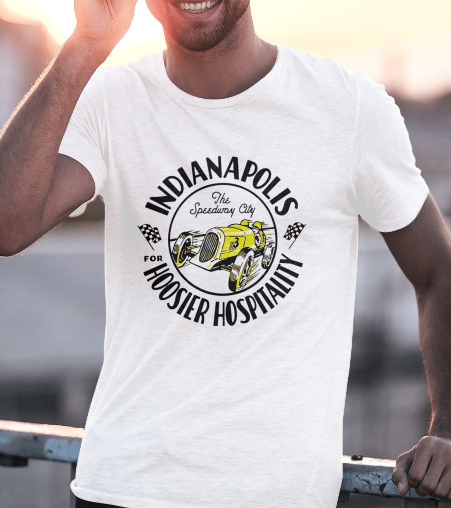 Indianapolis The Speedway City For Hoosier Hospitality Vintage Race Car T-Shirt