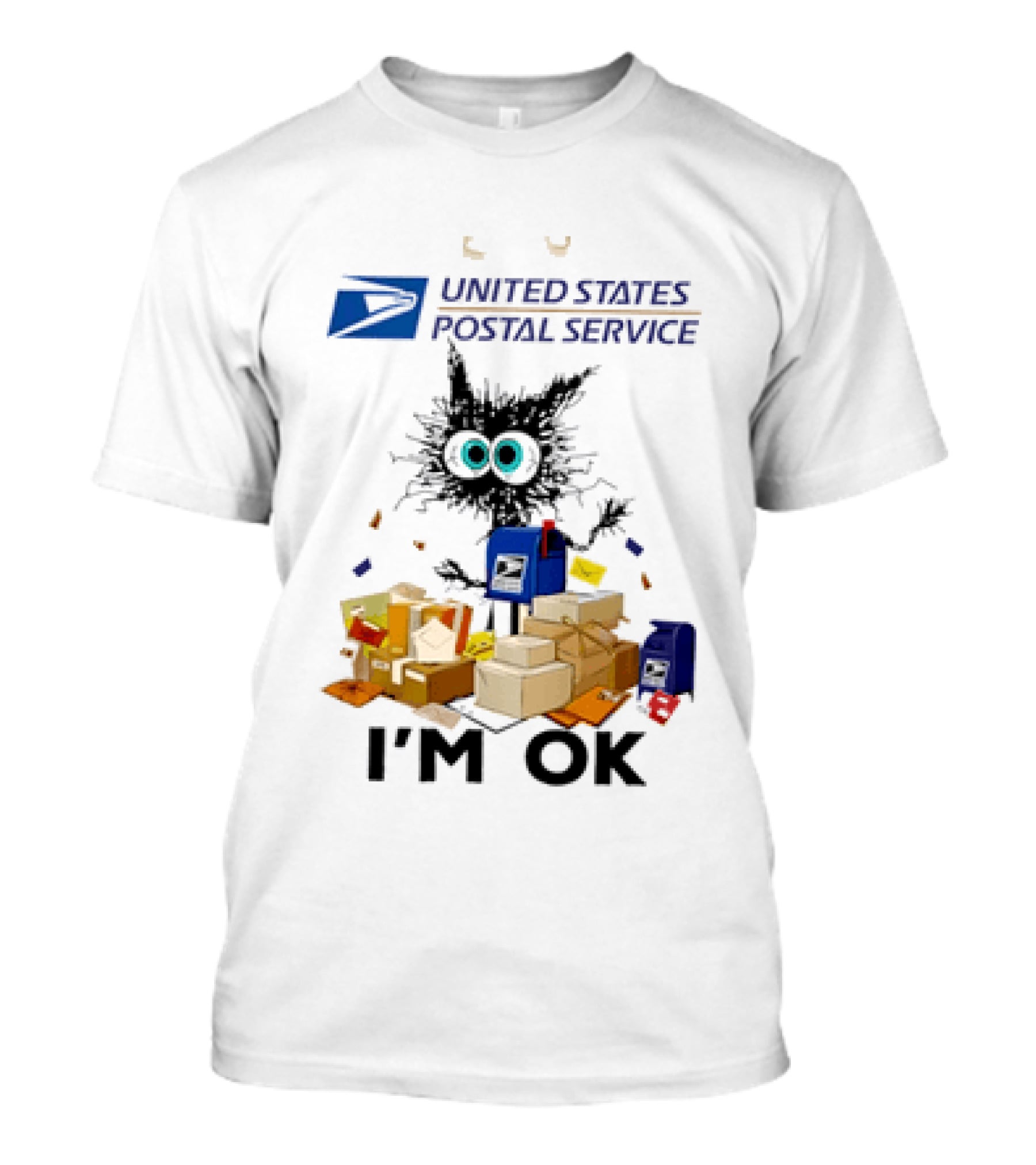 USPS United States Postal Service I'm OK With Cartoon Creature And Packages T-Shirt