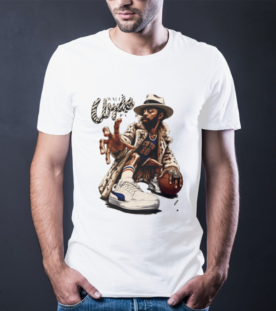 Walt Clyde Stylin' Profilin Throwback Knicks 10 Basketball Sneaker T-Shirt