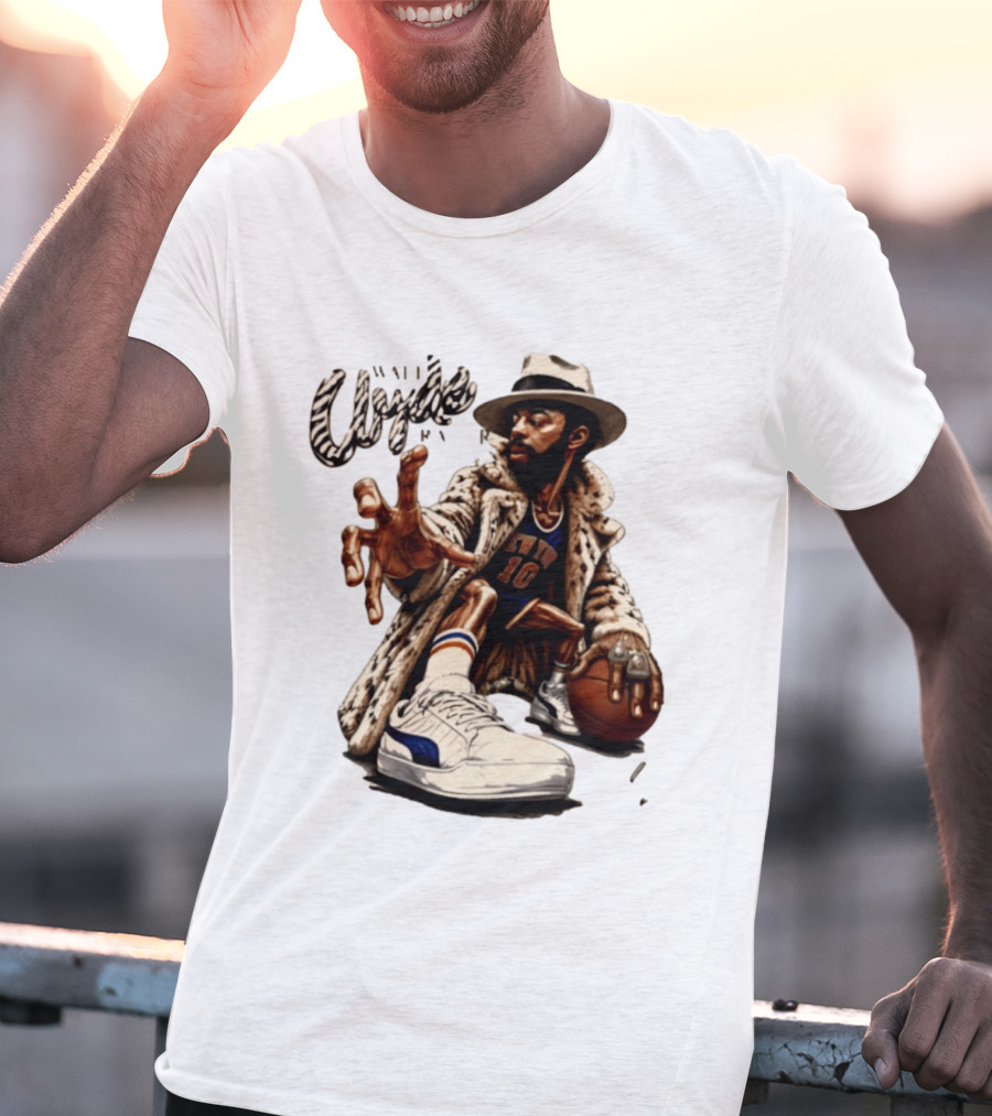 Walt Clyde Stylin' Profilin Throwback Knicks 10 Basketball Sneaker T-Shirt