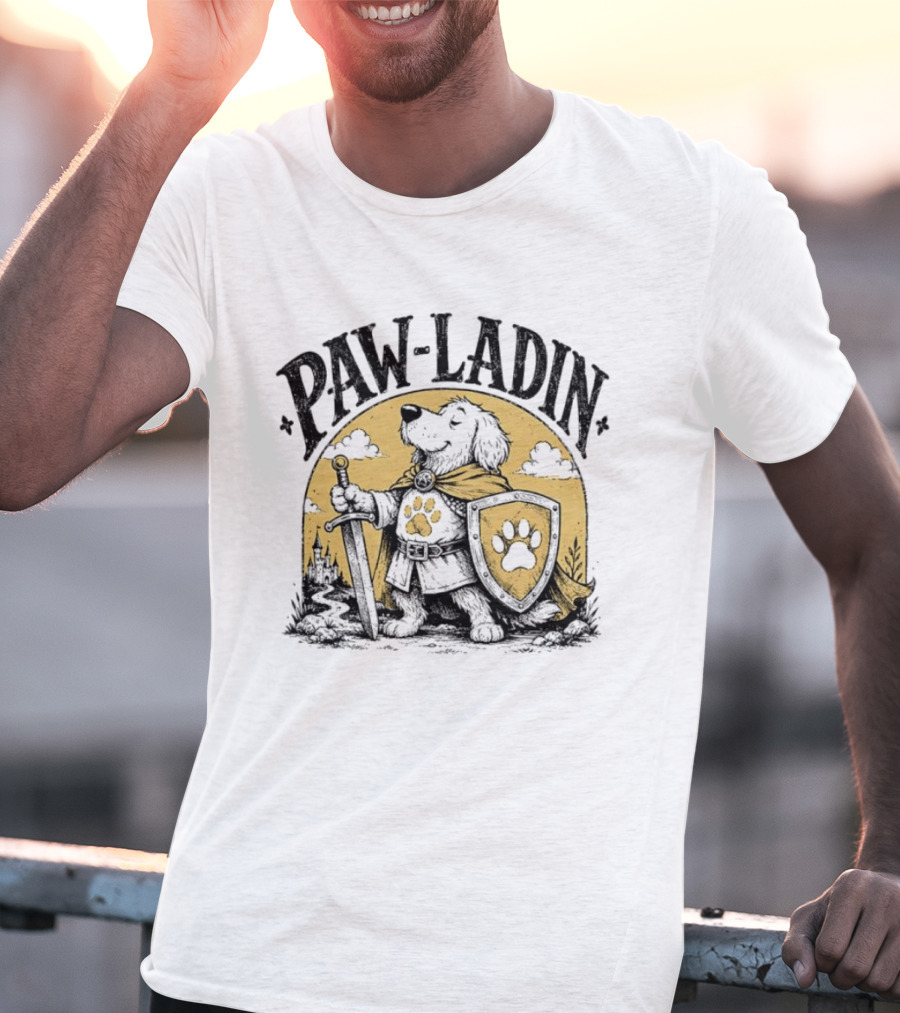 Paw Ladin Knight Dog Sword Shield Fantasy Adventure T-Shirt