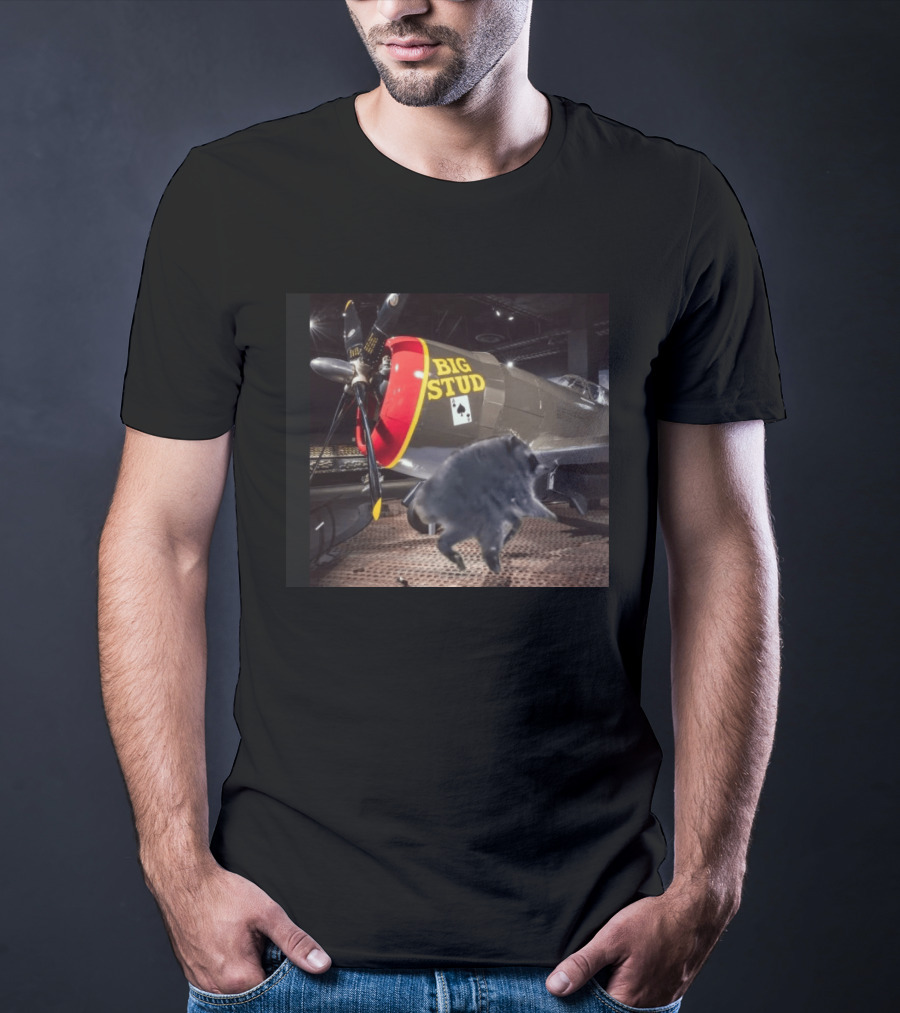 BIG STUD Aircraft With Jimothy The Raccoon And Chonk Showdown T-Shirt