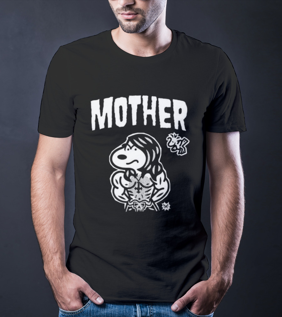 Mother Snoopy Bodybuilder Woodstock Bootleg Cartoon T-Shirt