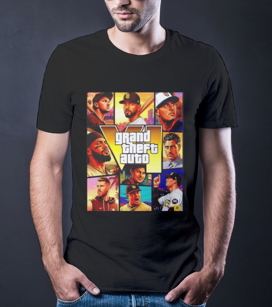 San Diego Padres Grand Theft Auto V Collage Players Team Portraits T-Shirt