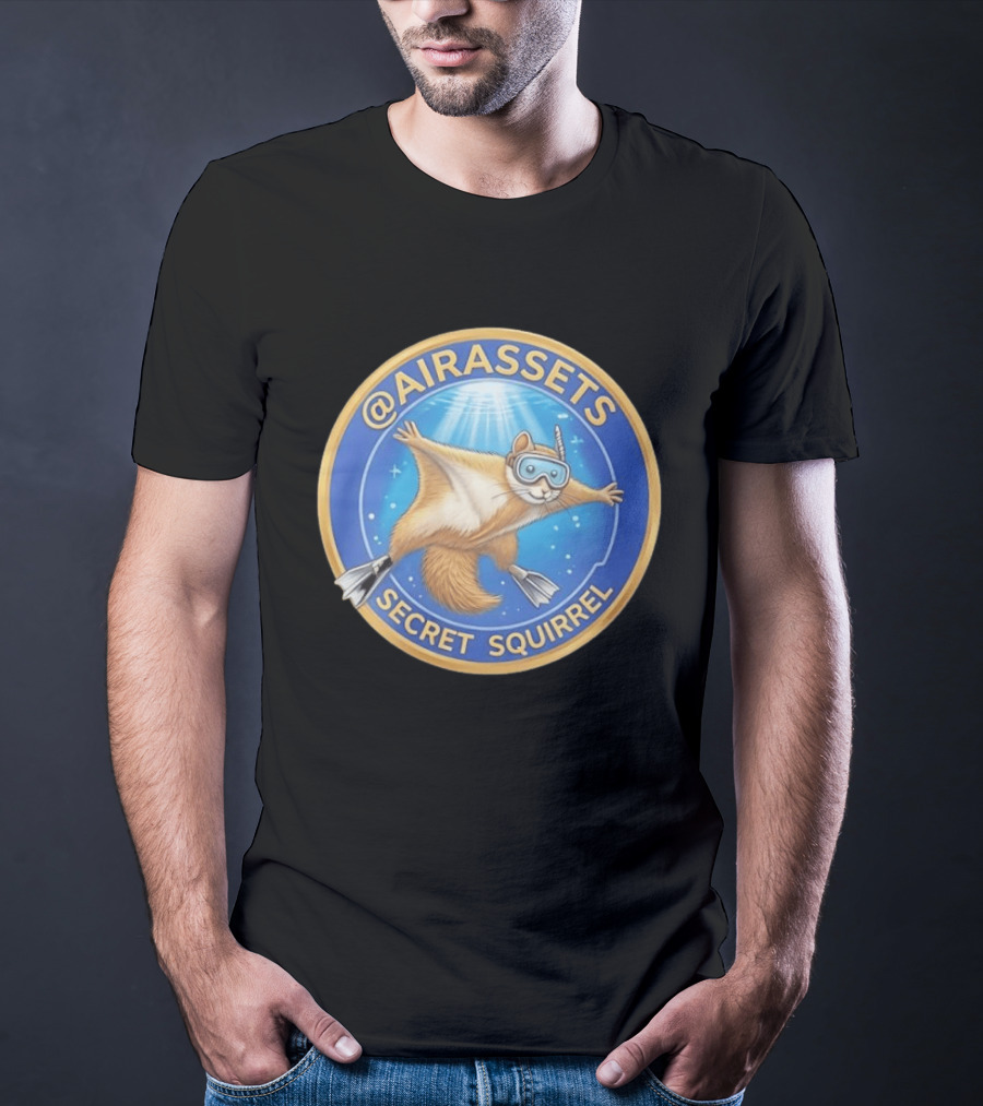 AIRASSETS Secret Squirrel Scuba Diving Flying Squirrel T-Shirt