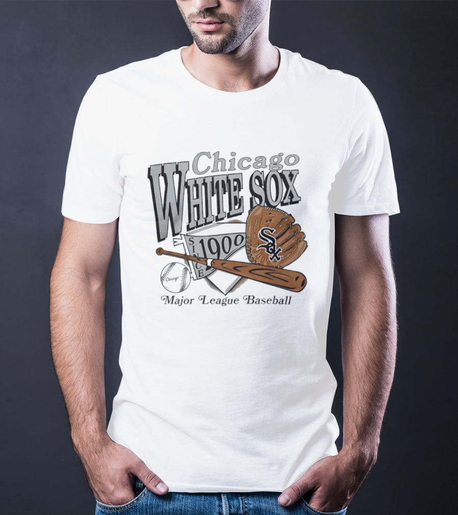 Chicago White Sox Since 1900 Major League Baseball Vintage Style Glove And Bat T-Shirt