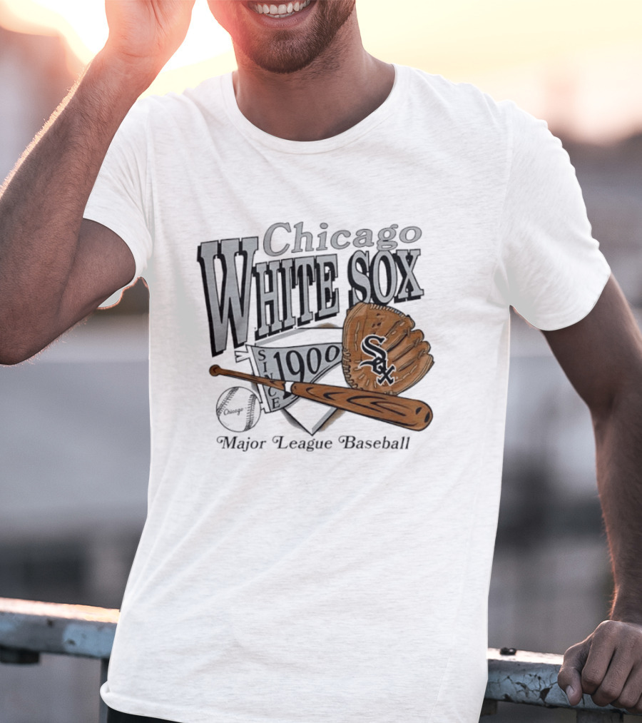 Chicago White Sox Since 1900 Major League Baseball Vintage Style Glove And Bat T-Shirt