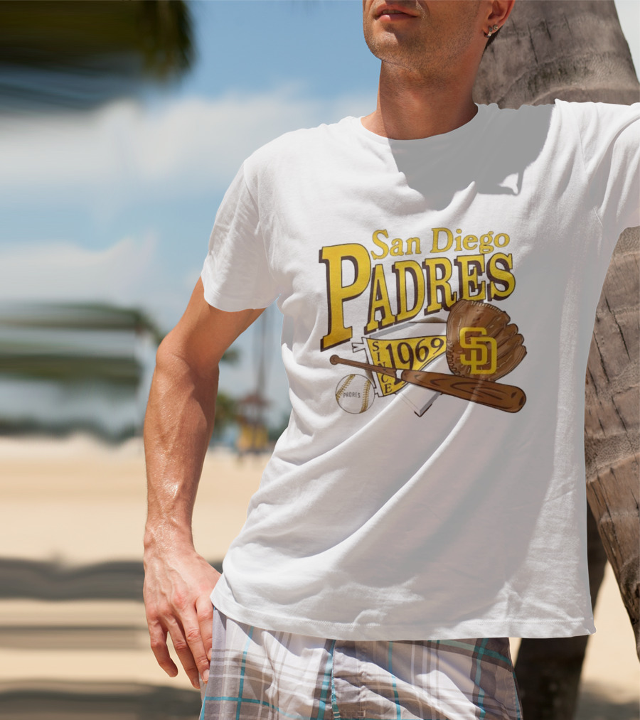 San Diego Padres Baseball Glove Bat Ball Since 1969 T-Shirt