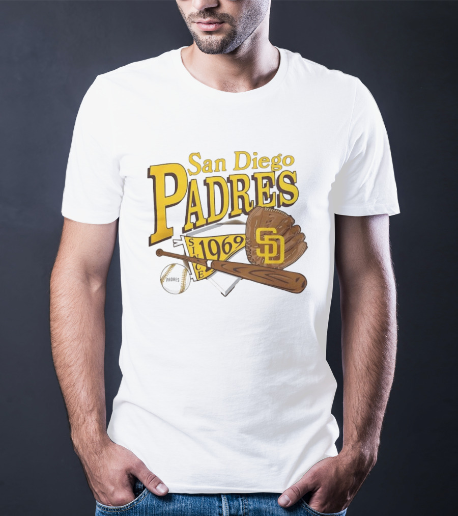 San Diego Padres Baseball Glove Bat Ball Since 1969 T-Shirt