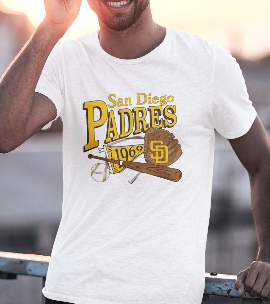 San Diego Padres Baseball Glove Bat Ball Since 1969 T-Shirt