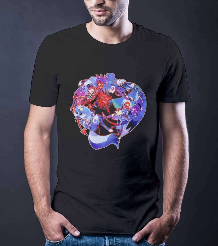 Blitzo Moxxie Millie Loona Stolas Helluva Boss Cast Crew Ensemble Vibrant Character Collage T-Shirt