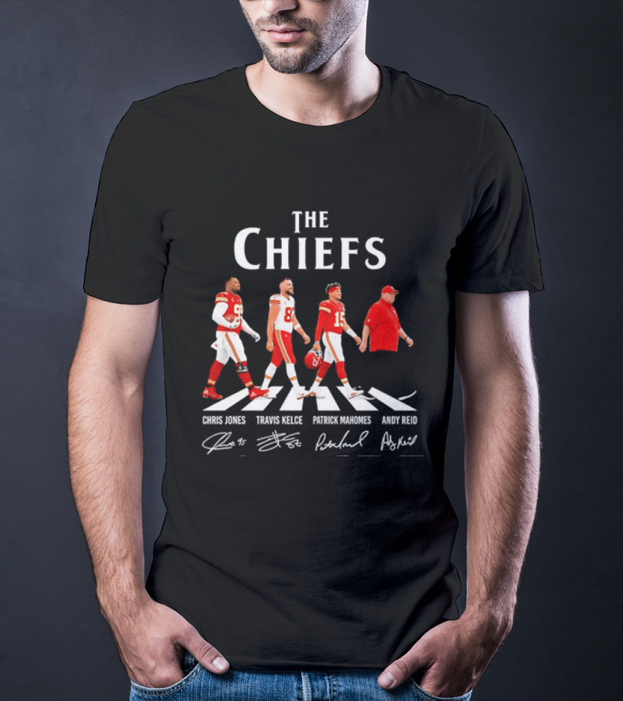 The Chiefs Abbey Road Chris Jones Travis Kelce Patrick Mahomes Andy Reid T-Shirt