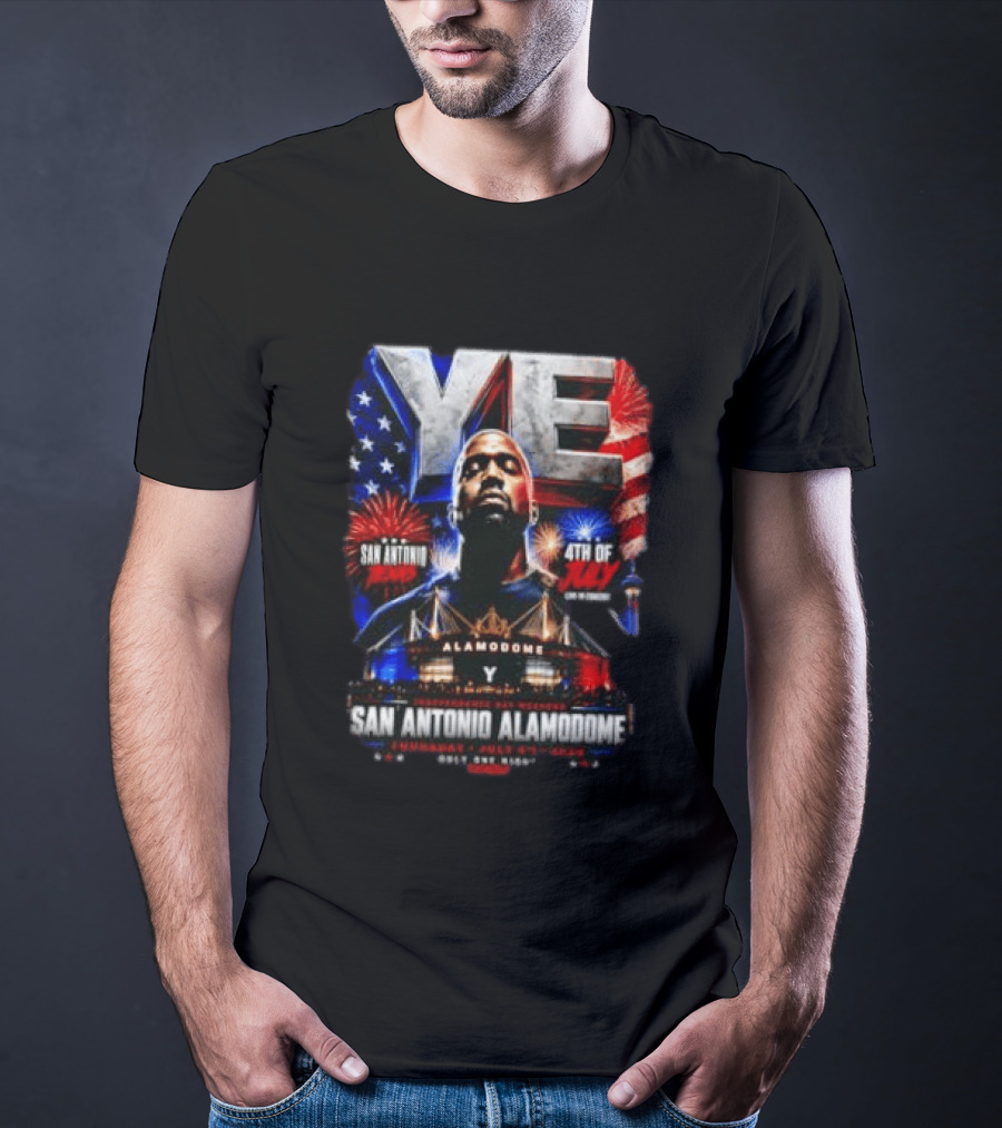 Kanye West Ye San Antonio Alamodome 4th Of July Concert Independence Day Fireworks Flag Stars T-Shirt