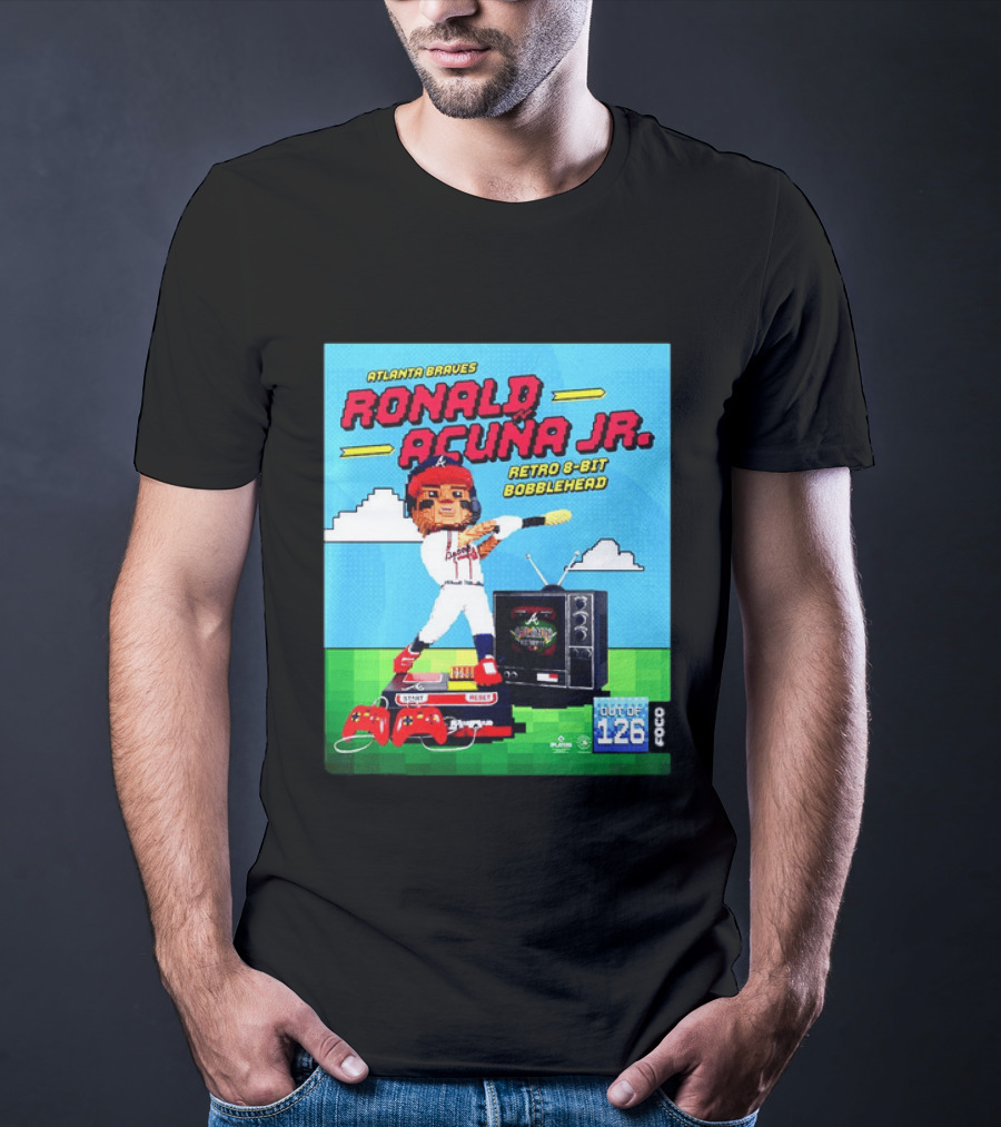 Atlanta Braves Ronald Acuna Jr. Retro 8 Bit Bobblehead Game Controller TV T-Shirt