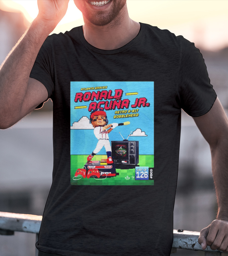 Atlanta Braves Ronald Acuna Jr. Retro 8 Bit Bobblehead Game Controller TV T-Shirt